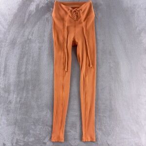 Year Of Ours Leggings Womens Size XS Orange Ribbed High Rise Activewear